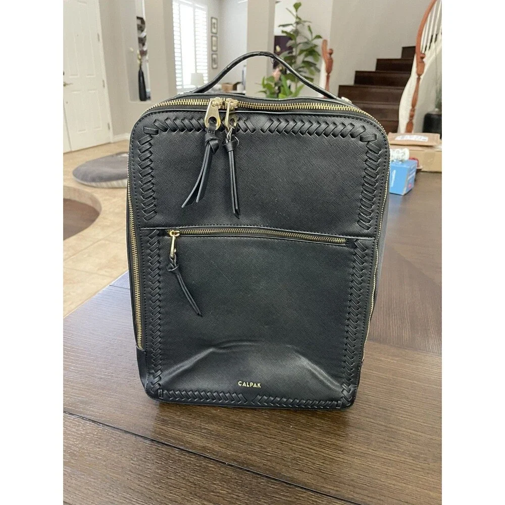 CALPAK Kaya Vegan Leather Laptop Bag Black